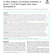 In silico analysis of missense mutations in exons 1–5 of the F9 gene that cause hemophilia B